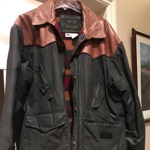 Schaefer leather and wax cotton men’s coat - XL